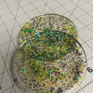 Clear Resin Coasters with Green Holographic Glitter